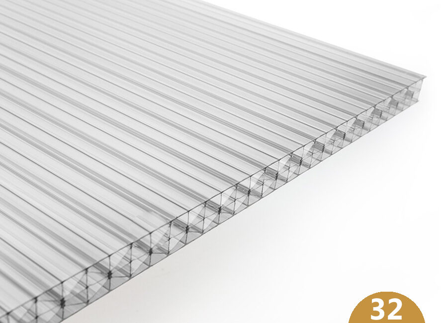 Heldere 32 mm polycarbonaat kanaalplaat Macrolux Multiwall voor maximale isolatie