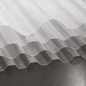 Heldere polycarbonaat golfplaat Macrolux Rooflite met grof golfprofiel 177/51, passend op Eternit